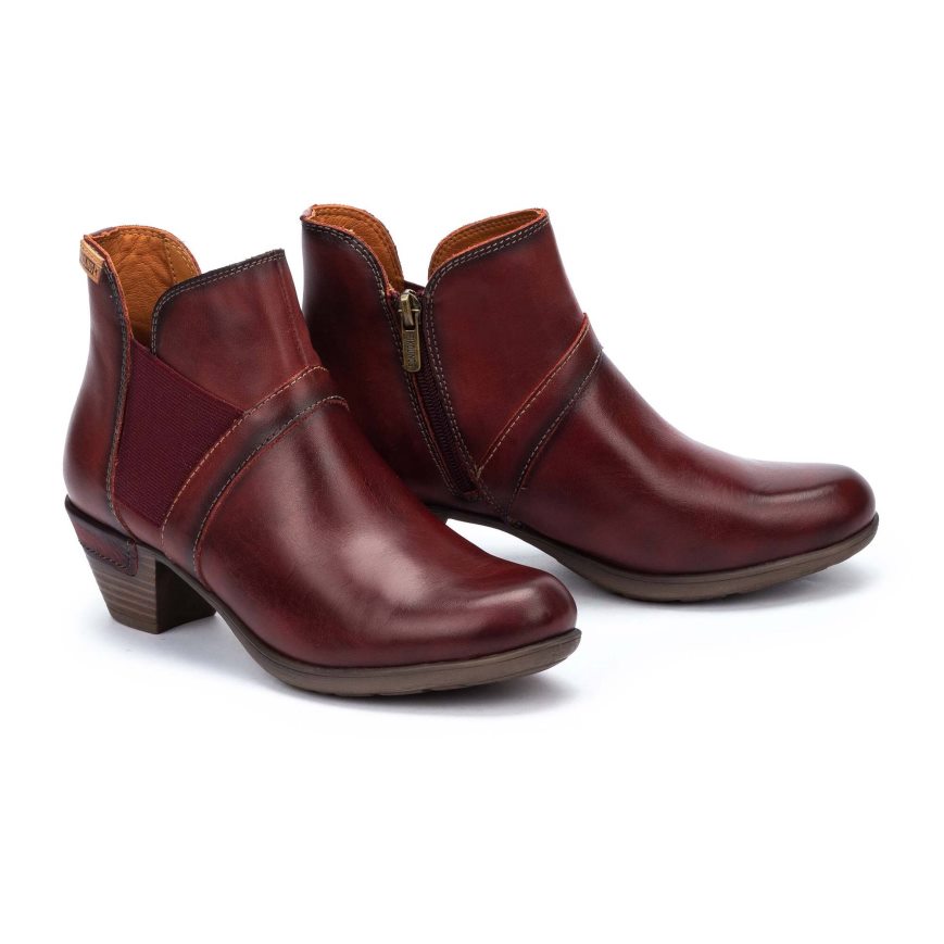 Women's Pikolinos ROTTERDAM Ankle Boots Burgundy | NZ A97A285